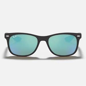 Ray-ban kids wayfarer sunglasses black matte with blue mirror lenses